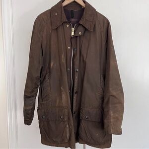 Barbour Men’s Beaufort Brown  Waxed Hunting Motorcycle Jacket size 42
